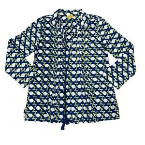 Roberta Roller Rabbit Blue Green Multi Color Tunic Top